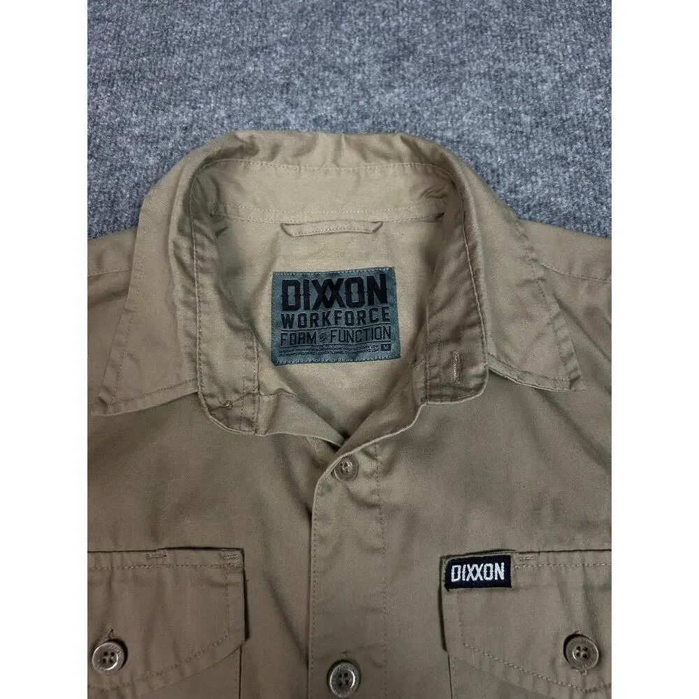 Dixxon Work Force Shirt Mens Medium Beige Mechanic Workwear Long Sleeve Tan